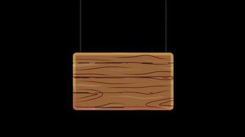 hanging wood signboard loop Animation video transparent background with alpha channel