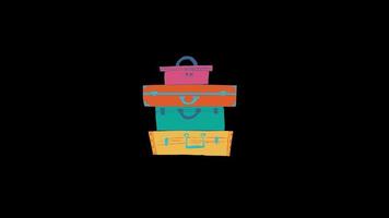 luggage baggage icon loop Animation video transparent background with alpha channel