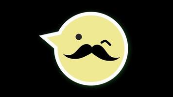 mustache emoji icon loop Animation video transparent background with alpha channel