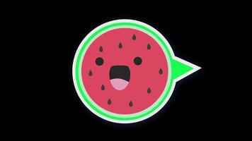 sandia emoji icono lazo animación vídeo transparente antecedentes con alfa canal video