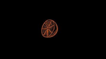 ripe orange icon loop Animation video transparent background with alpha channel