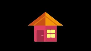 house icon loop Animation video transparent background with alpha channel