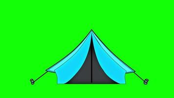 Camping Tent loop Animation video transparent background with alpha channel