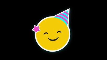 Party Hat emoji icon loop Animation video transparent background with alpha channel