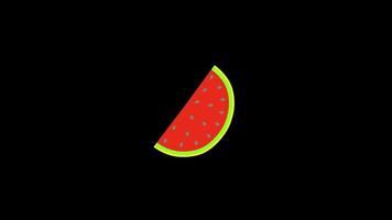 watermelon slice icon loop Animation video transparent background with alpha channel