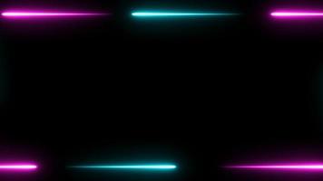 tosca und Rosa Neon- glühend Rahmen Hintergrund. wiederholen Bewegung Animation mit leeren Raum. isoliert auf schwarz. 4k Grafik Animation Video