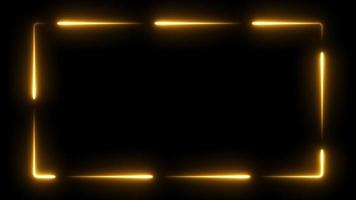 Orange Neon- glühend Rahmen Hintergrund. Laser- Animation 9 wiederholt bewegt. isoliert auf schwarz. 4k Grafik Animation Video