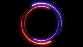 Blue and red neon glowing circle frame background. repetitive motion animation. isolated on black. 4K graphic animation video