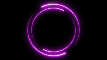 purple neon glowing circle frame background. repetitive motion animation. isolated on black. 4K graphic animation video