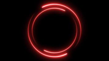 rouge néon embrasé cercle Cadre Contexte. répétitif mouvement animation. isolé sur noir. 4k graphique animation vidéo video