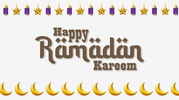 Ramadan Kareem text, moving background animation. isolated on white screen background, greeting card for Islamic celebration video