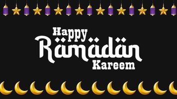 Ramadan kareem testo, in movimento sfondo animazione. isolato su nero schermo sfondo, saluto carta per islamico celebrazione video