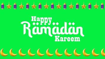 Ramadan Kareem text, moving background animation. isolated on green screen background, greeting card for Islamic celebration video