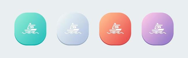 barco sólido icono en plano diseño estilo. Embarcacion señales vector ilustración.