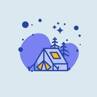 Tent flat illustration. Camping signs vector illustration.