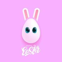 Greeting card with egg and bunny for easter. Vector clipart
