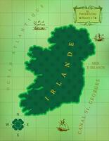 St. Patrick's Day Ireland map in flat style for print and design.Vector illustration. vector
