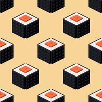 Sushi pattern made from plastic blocks. Vector clipart