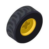 Truck wheel in isometric style on a white background for printing and design.Vector illustration. vector