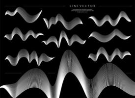 conjunto de ola mezcla línea diseño modelo. moderno fluido línea estructura metálica gráfico vector