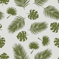 Palm and monstera leaves seamless pattern design. Tropical leaves branch and monstera summer pattern design. Tropical floral pattern background. Trendy Brazilian illustration. vector