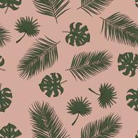 Palm and monstera leaves seamless pattern design. Tropical leaves branch and monstera summer pattern design. Tropical floral pattern background. Trendy Brazilian illustration. vector