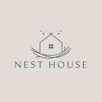 Nest and house abstract logo template. Nest house logo design. Real estate logotype. vector