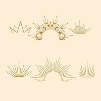 conjunto de símbolos de corona de oro abstracto de estilo premium. icono del rey real. signo de elemento de marca de lujo moderno. ilustración vectorial boutique premium, joyería, icono de concepto de diseño de logotipo de salón de bodas. vector