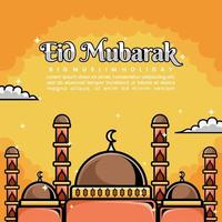 Social media post templates on square background with simple mosque ornament design very good for eid mubrak day vector