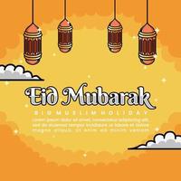 Social media post templates on square background with simple mosque ornament design very good for eid mubrak day vector