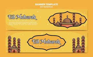 Set design landscape banner template with eid mubarak theme vector