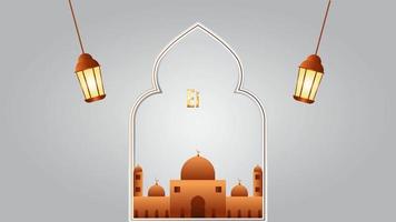 eid Mubarak animación con un mezquita, luz, y oro texto antecedentes. excelente para videos y saludo tarjetas para eid al-fitr y eid al-adha
