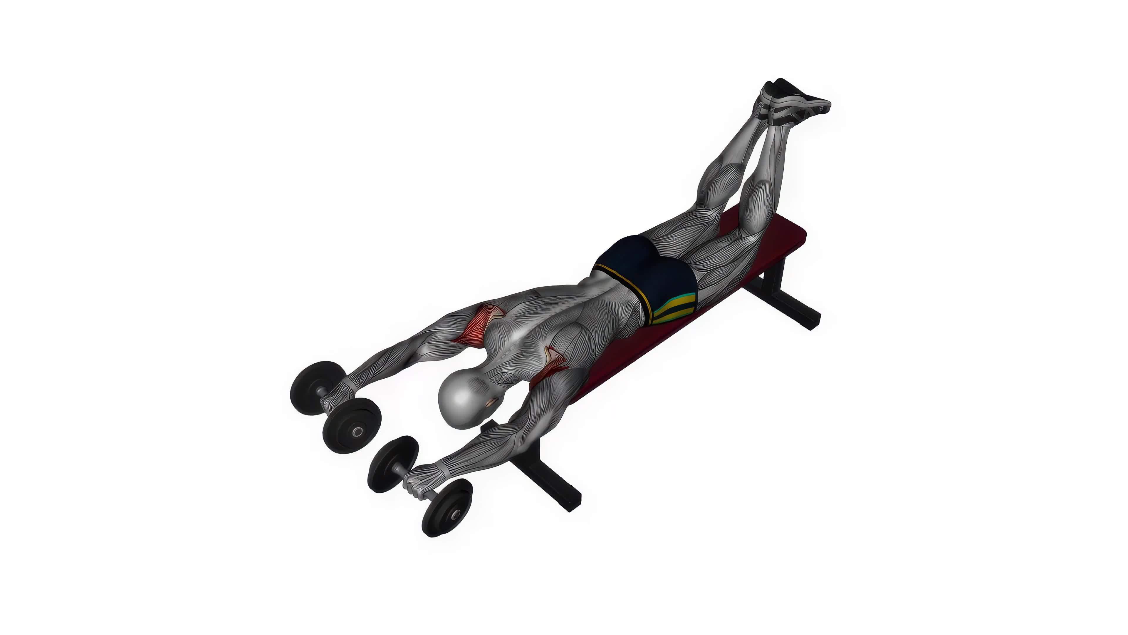 Dumbbell face down lying shoulder press fitness exercise workout