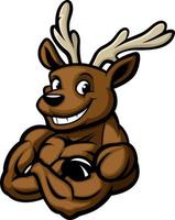 Strong reindeer cartoon mascot character vector