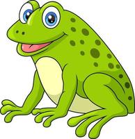 Cute happy green frog cartoon on white background vector