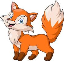 Cute little fox cartoon on white background vector