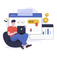 Flat design of pay per click marketing strategy vector