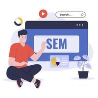 Flat design of search engine marketing strategy vector