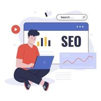 Flat design of search engine optimization marketing strategy vector