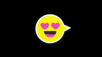smiley hart ogen en mond emoji icoon lus animatie video transparant achtergrond met alpha kanaal