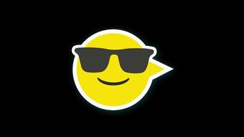 emoticon met zonnebril emoji icoon lus animatie video transparant achtergrond met alpha kanaal