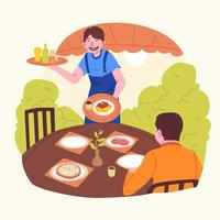 Male Food Waiter Concept vector