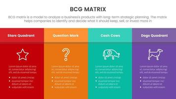bcg growth share matrix infographic data template with big table banner colorfull concept for slide presentation vector