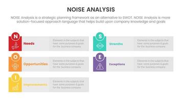 noise business strategic analysis improvement infographic with long rectangle box grey background information concept for slide presentation vector