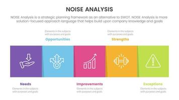 noise business strategic analysis improvement infographic with square box right direction information concept for slide presentation vector