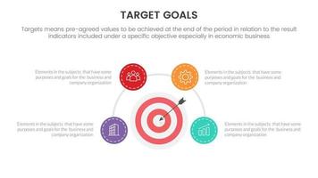 goals or target infographic with circle and circular concept for slide presentation template vector