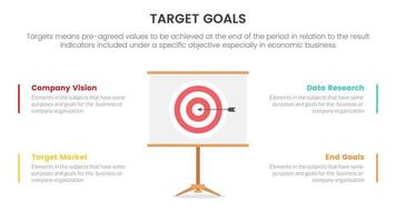 goals or target infographic with 4 point list balanced concept for slide presentation template vector