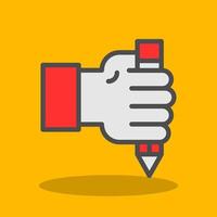 Hand And Pencil Vector Icon Design