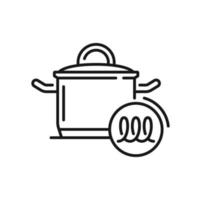 Pot compatible with induction surface outline icon vector