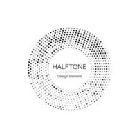 Halftone circle frame, black dots pattern border vector